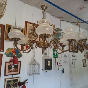Lampara bronce 6 luces estilo antiguo