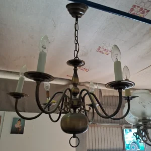 Lampara bronce 6 brazos vintage