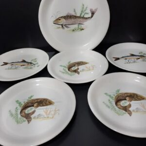 Lote 5 Platos Pontesa Cerámica Peces